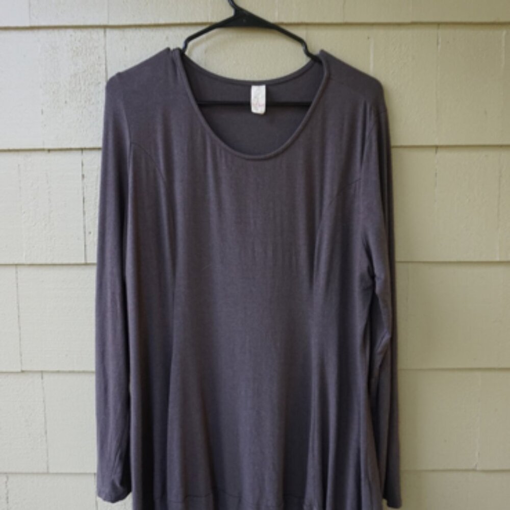 Chalet Dark Gray T-Shirt Tunic/Dress GUC Long Sleeves Size L